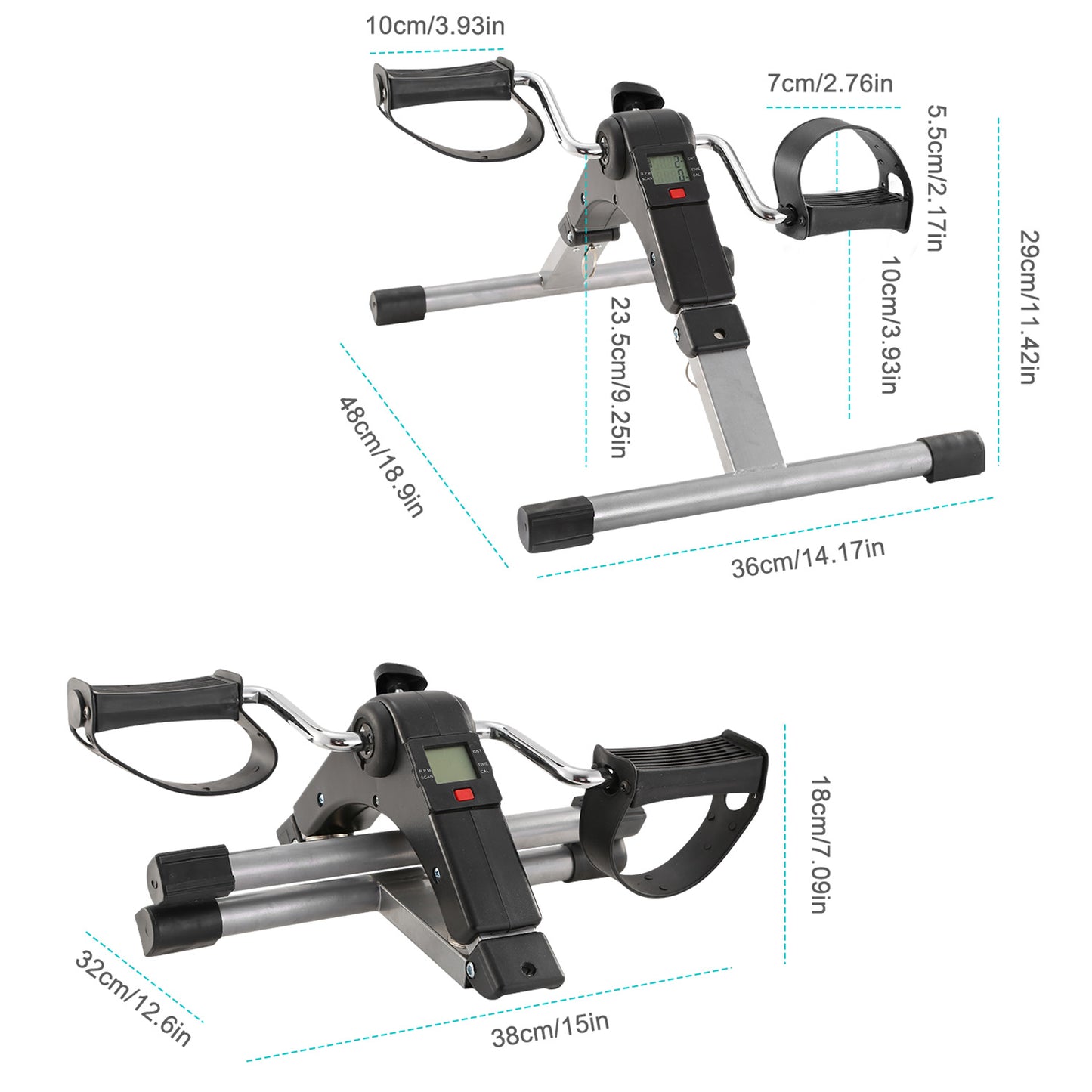 Foldable Pedal Exerciser with LCD Display for Home Office Gym