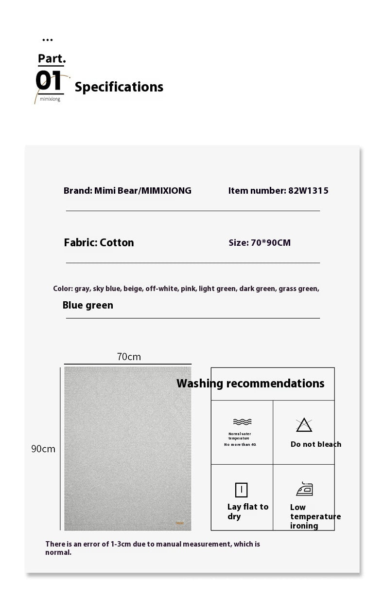 Baby Knitted Blanket 70x90cm Cotton Solid Color Bedding for Toddler