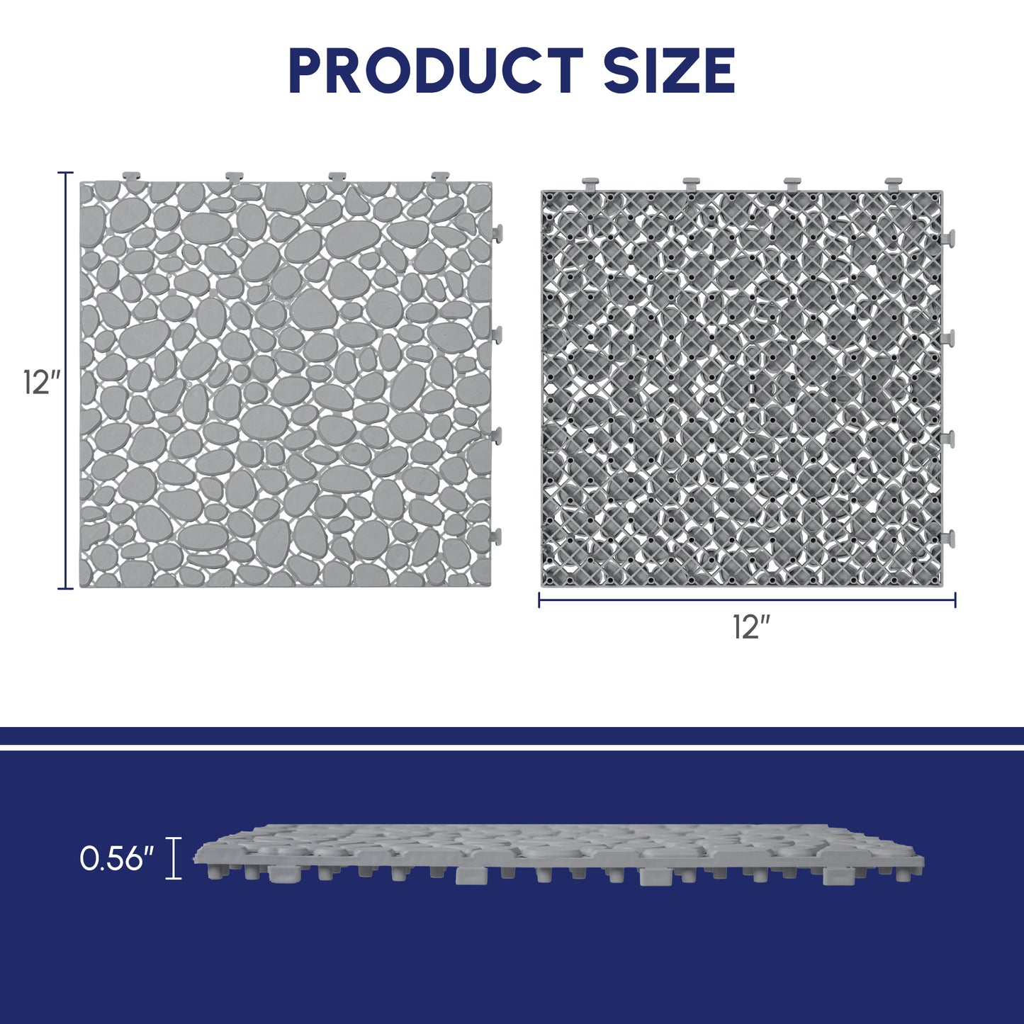 12x12 Inch Gray Interlocking Deck Tiles - Waterproof & Anti-Slip