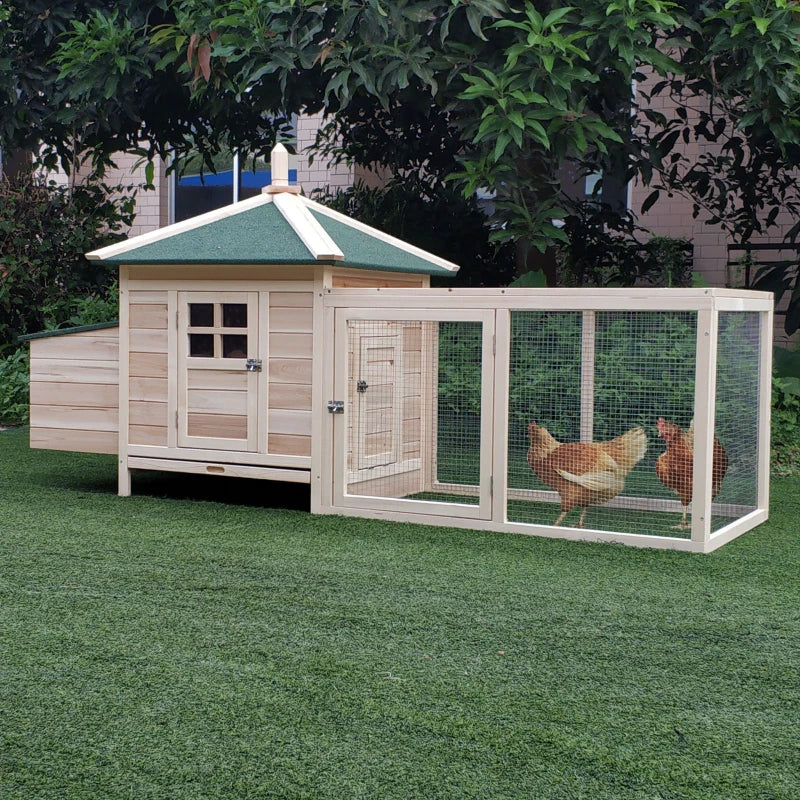 Wooden Chicken Coop with Nesting Box Outdoor Hen House with Ramp & Tray