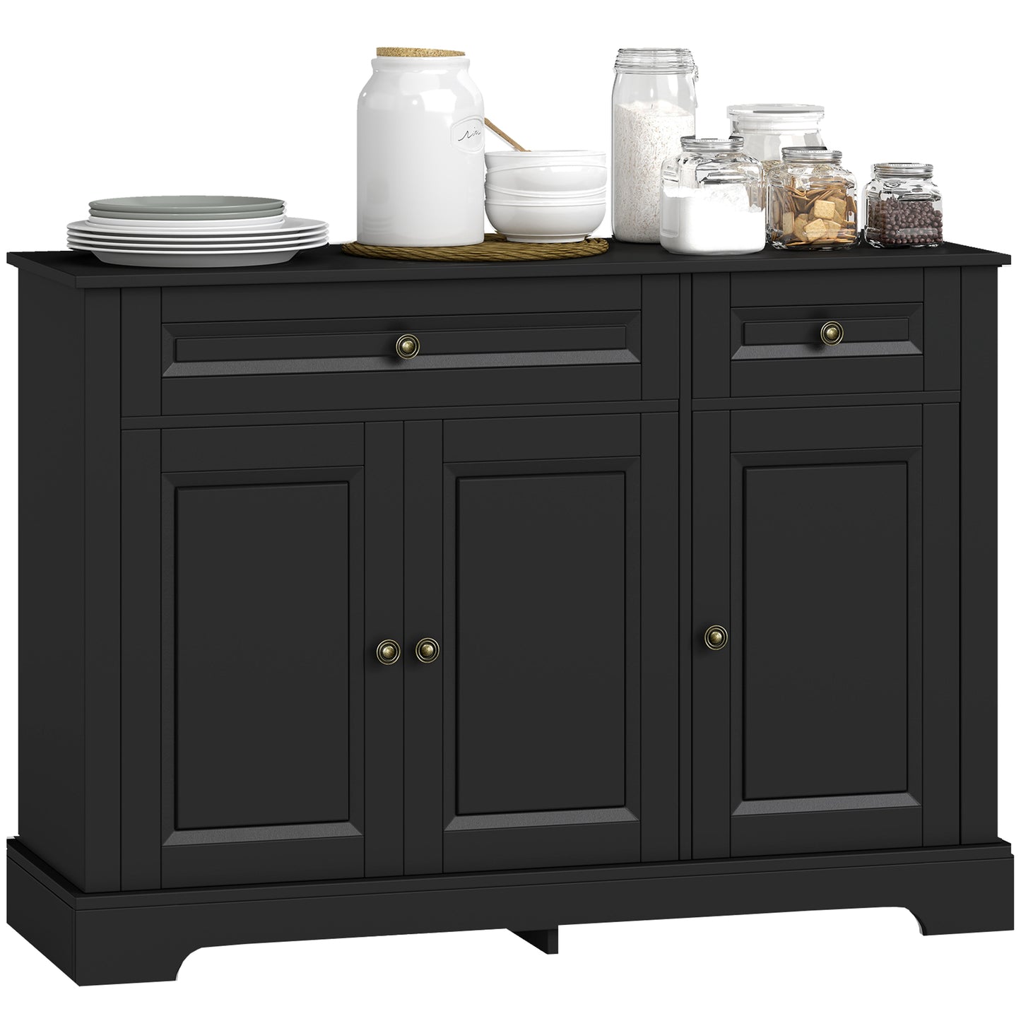 Modern Black Sideboard Buffet Cabinet with Adjustable Shelves