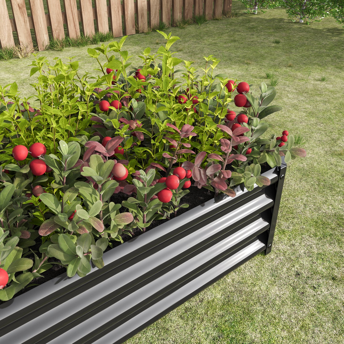 Metal Raised Garden Bed - 4'x2'x1' Rectangle Planter for Flowers, Vegetables, Herbs - Black