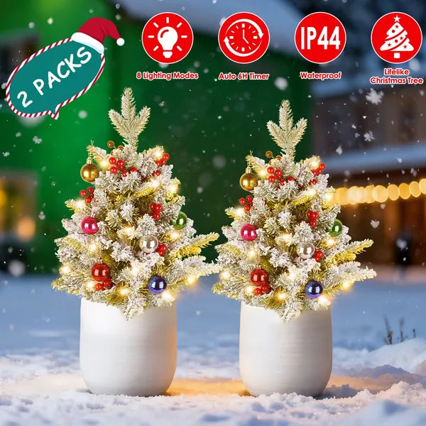 Battery Powered Lighted Christmas Tree Urn Filler - 2 Pcs