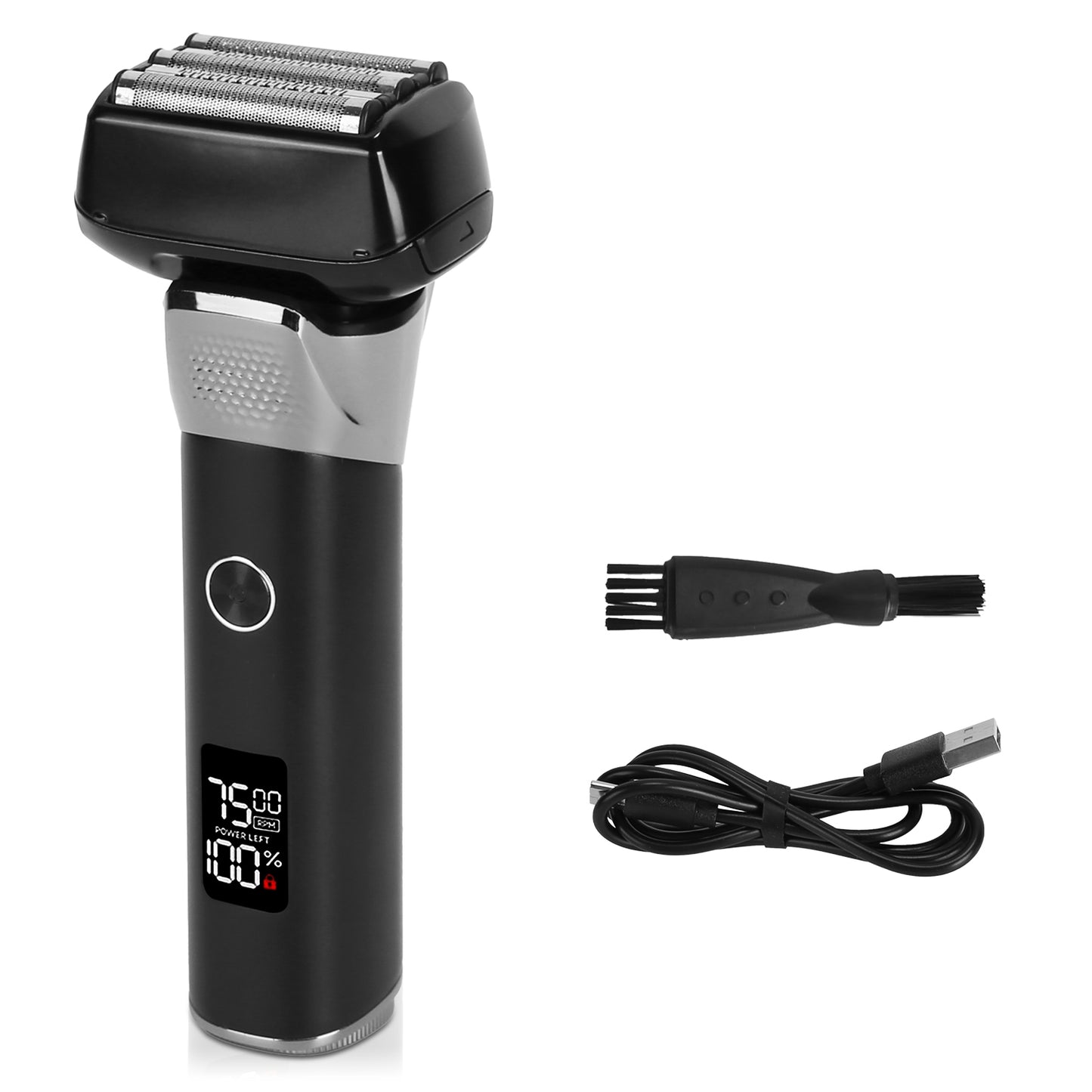 5-Blade Electric Foil Shaver for Men - Wet & Dry Beard Trimmer - Black