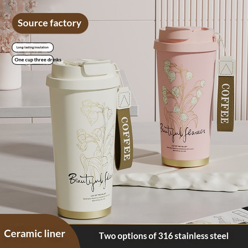 Insulated Stainless Steel Cup with Ceramic Inner Liner 520ml - Multiple Colors
