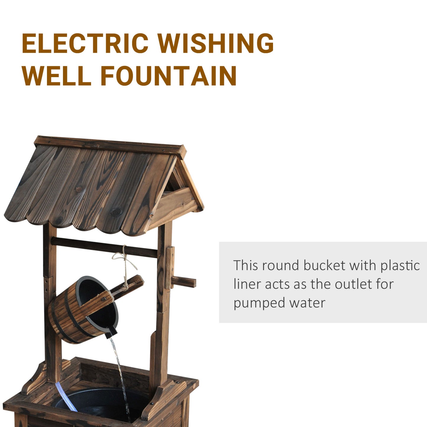 Outdoor Wooden Wishing Well Fountain with Adjustable Water Flow - Rustic Garden Decor