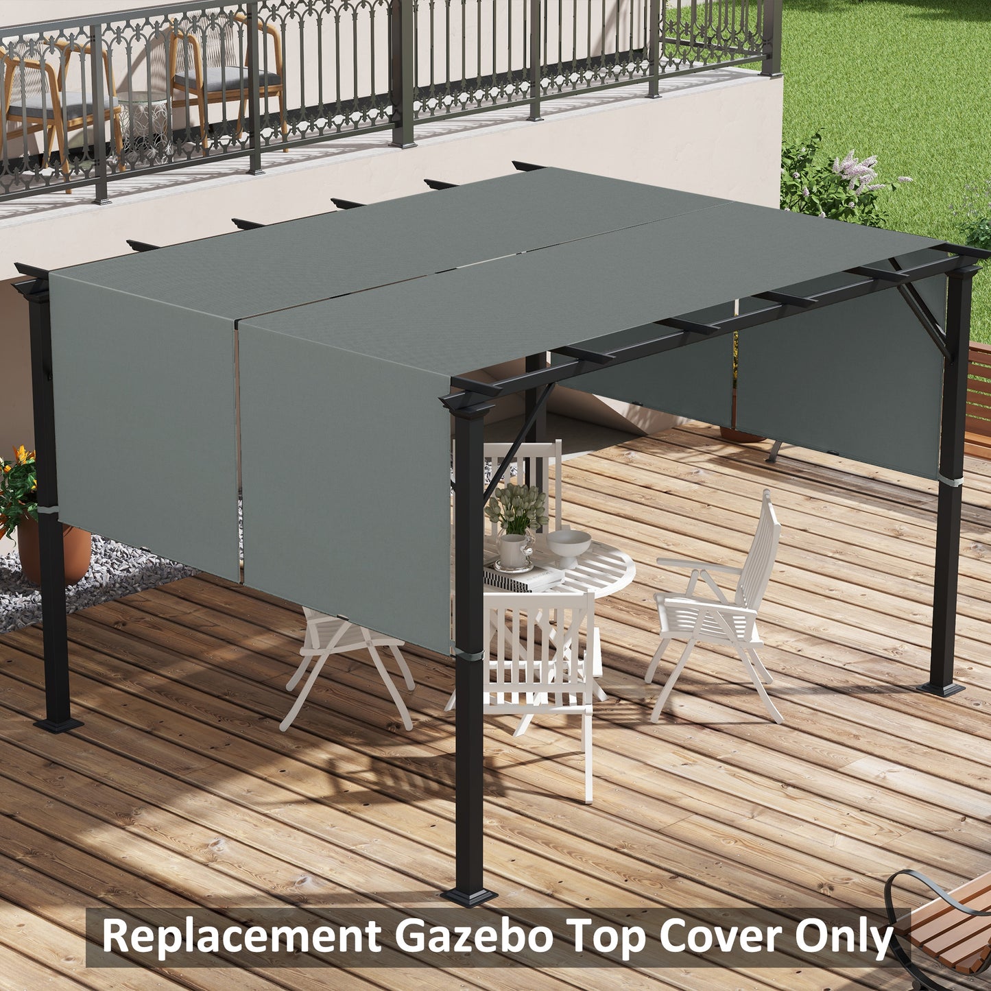 Pergola Replacement Canopy - UV Protection Shade Cover 10x10ft - Dark Gray