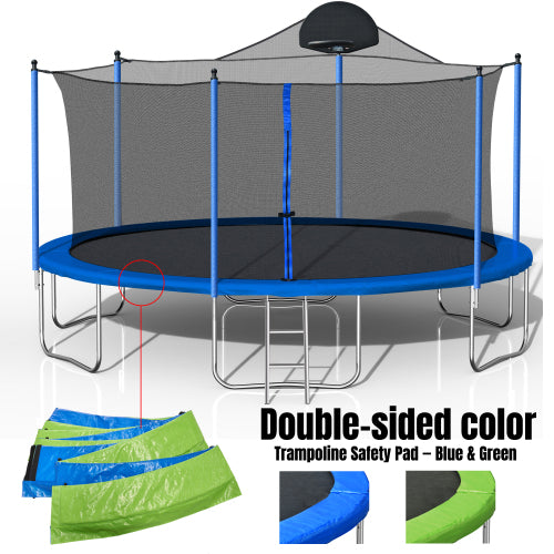 14FT Trampoline for Kids & Adults with Basketball Hoop and Safety Net