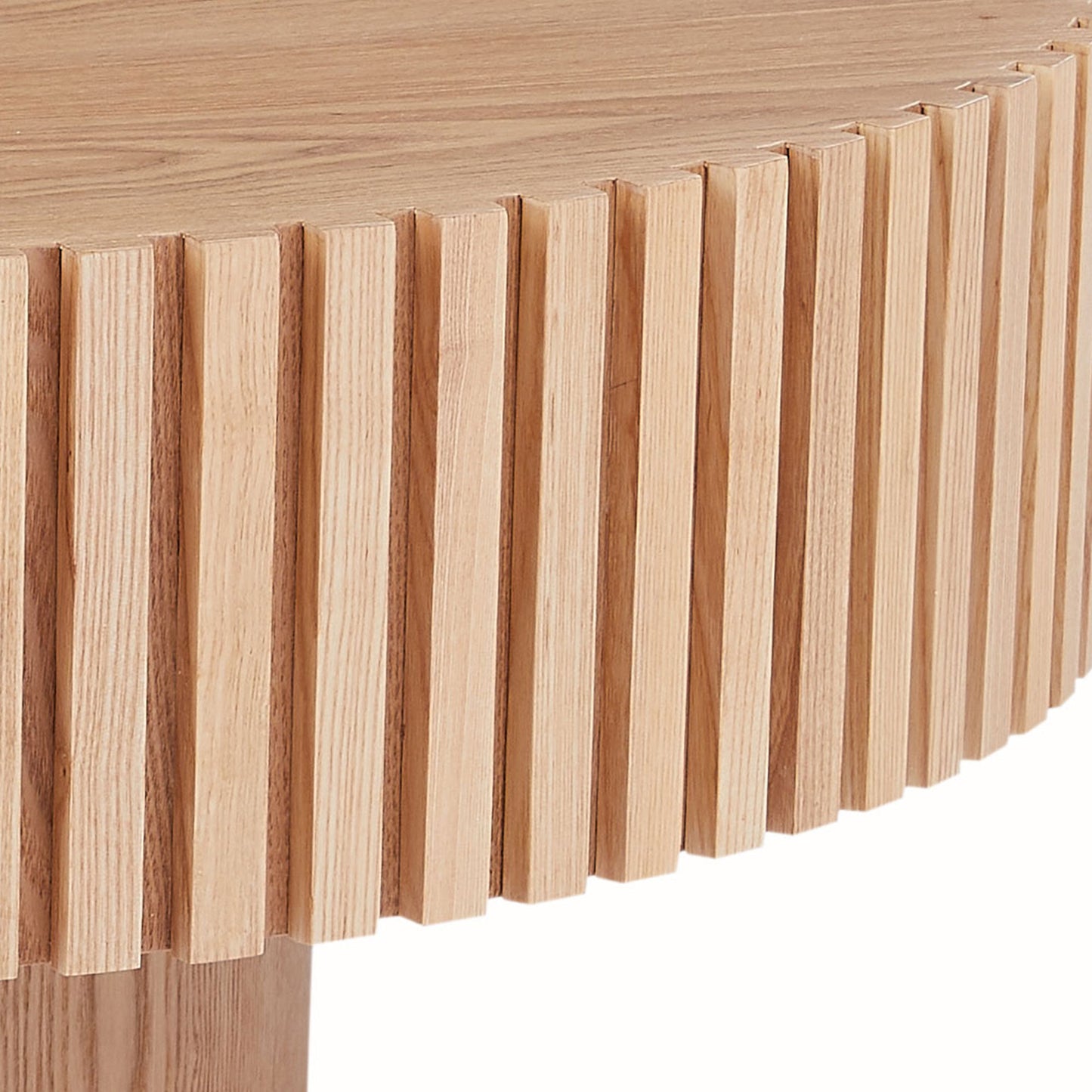31.49" Round Wood Coffee Table - Modern Handcraft Design - Natural Ash