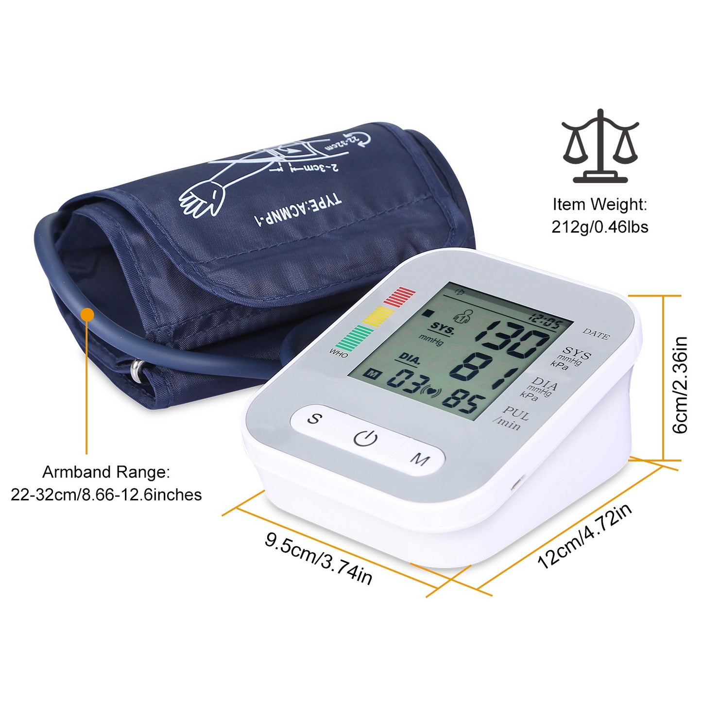 Digital Blood Pressure Monitor with Voice and Large LCD Display - Home Health Cuff