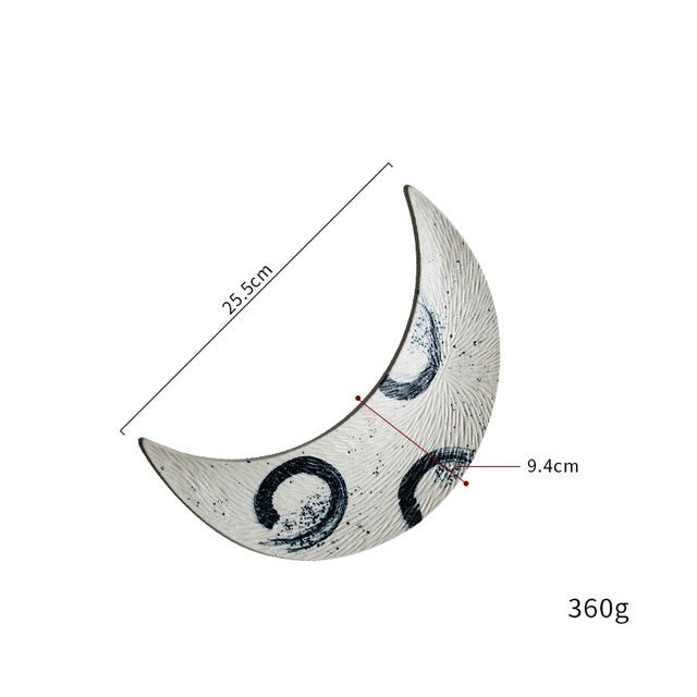 Ceramic Sushi Plate Irregular Moon-Shaped Serving Dish - Multiple Styles