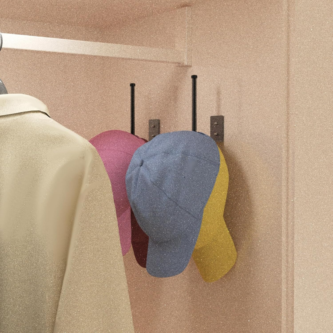 Stainless Steel Hat Rack Organizer - 2 Pack for Baseball Caps