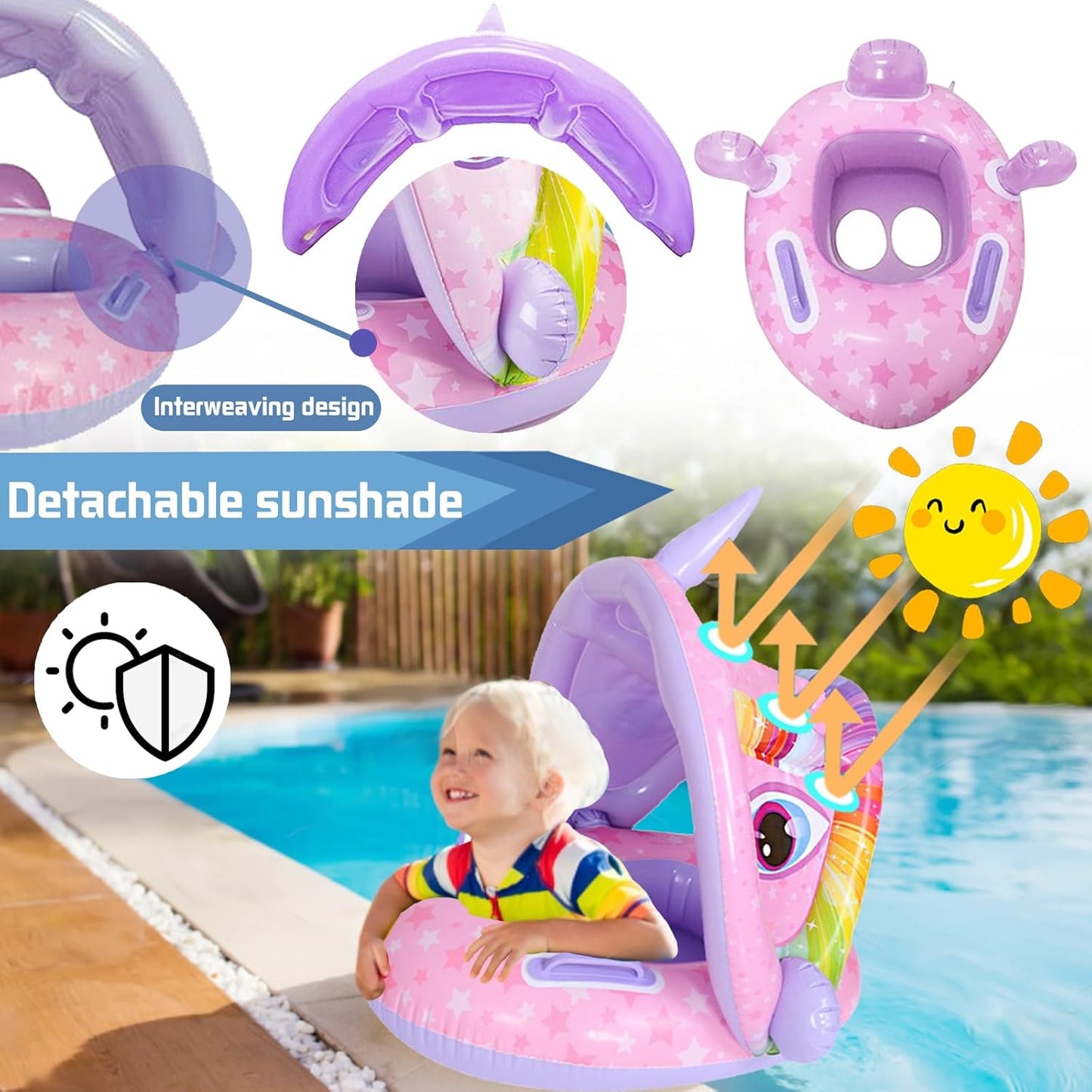 Baby Swimming Ring with Adjustable Safety Seat - Pink