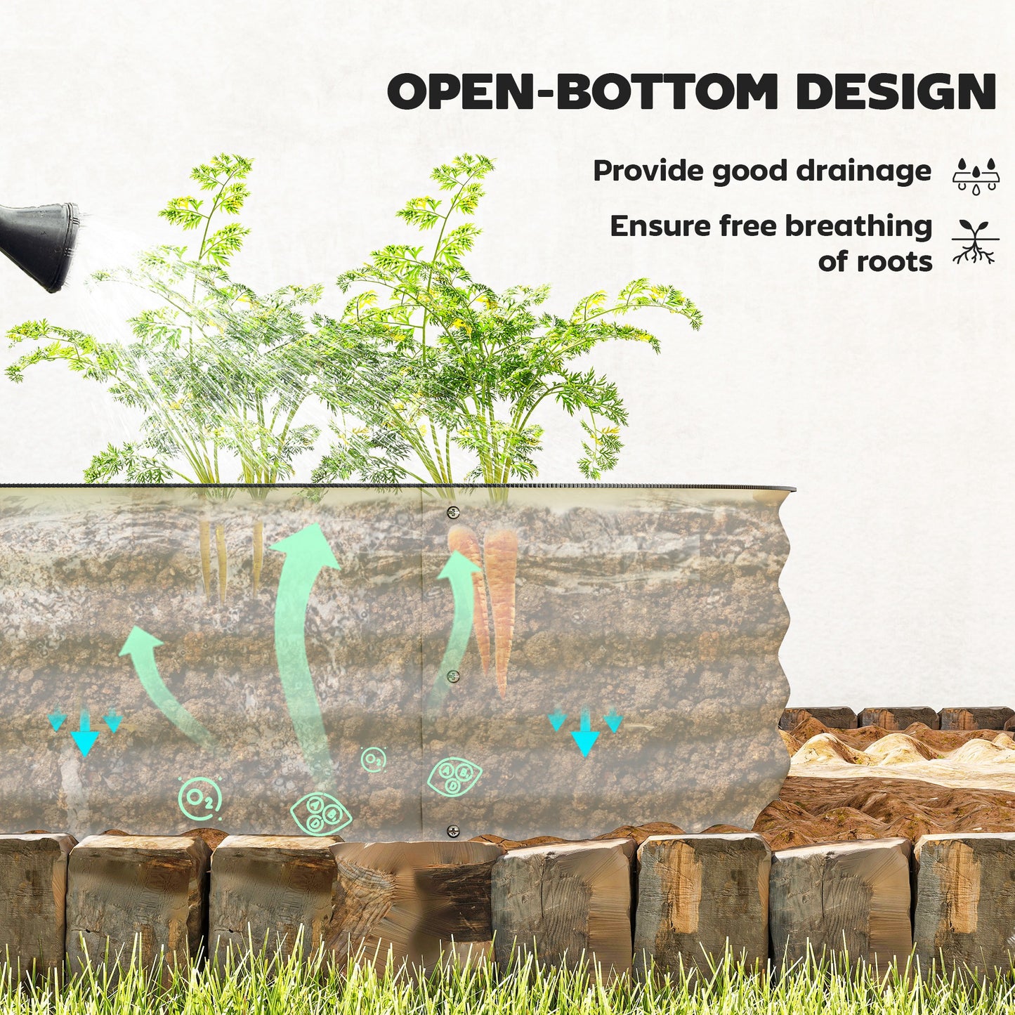 Galvanized Raised Garden Bed Kit - Metal Planter Box with Safety Edging, Cream
