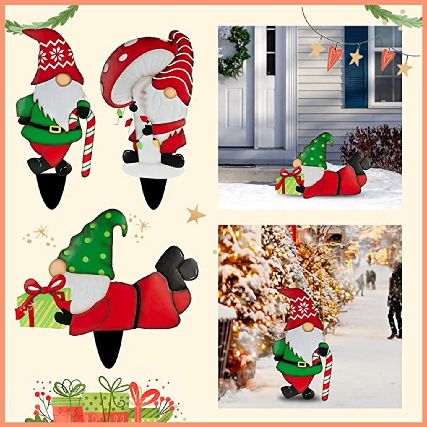 Gifting Series Gnome Metal Christmas Decor - Dwarf Santa Courtyard Figurine