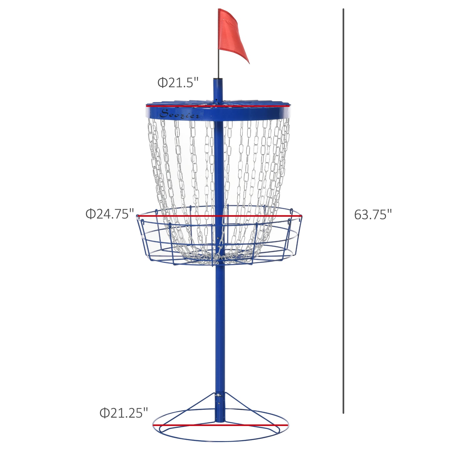 Portable Disc Golf Basket with 24 Chains & Carry Bag - Dark Blue