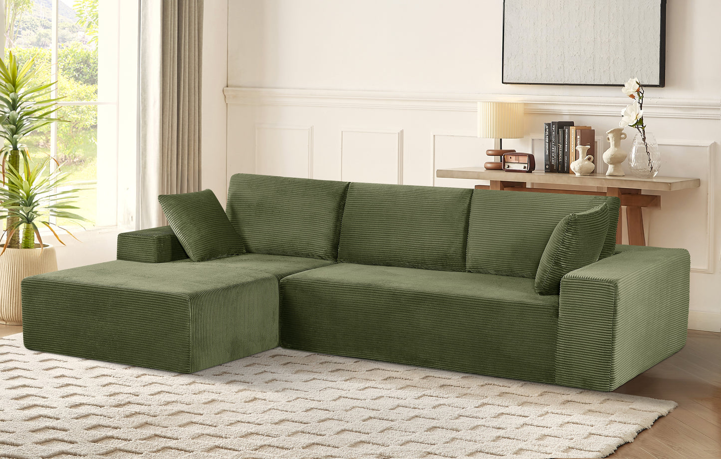CozyForm Convertible Sectional Sofa In Soft Corduroy, Modern Comfy