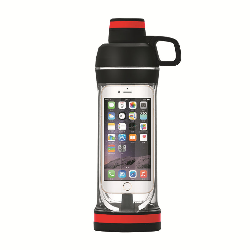 Portable Water Cup with Mobile Phone Holder - Leakproof Sports Drinkware