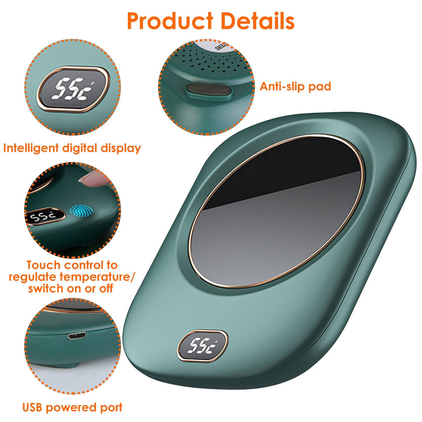 Electric Coffee Mug Warmer with 3 Temperature Settings - USB