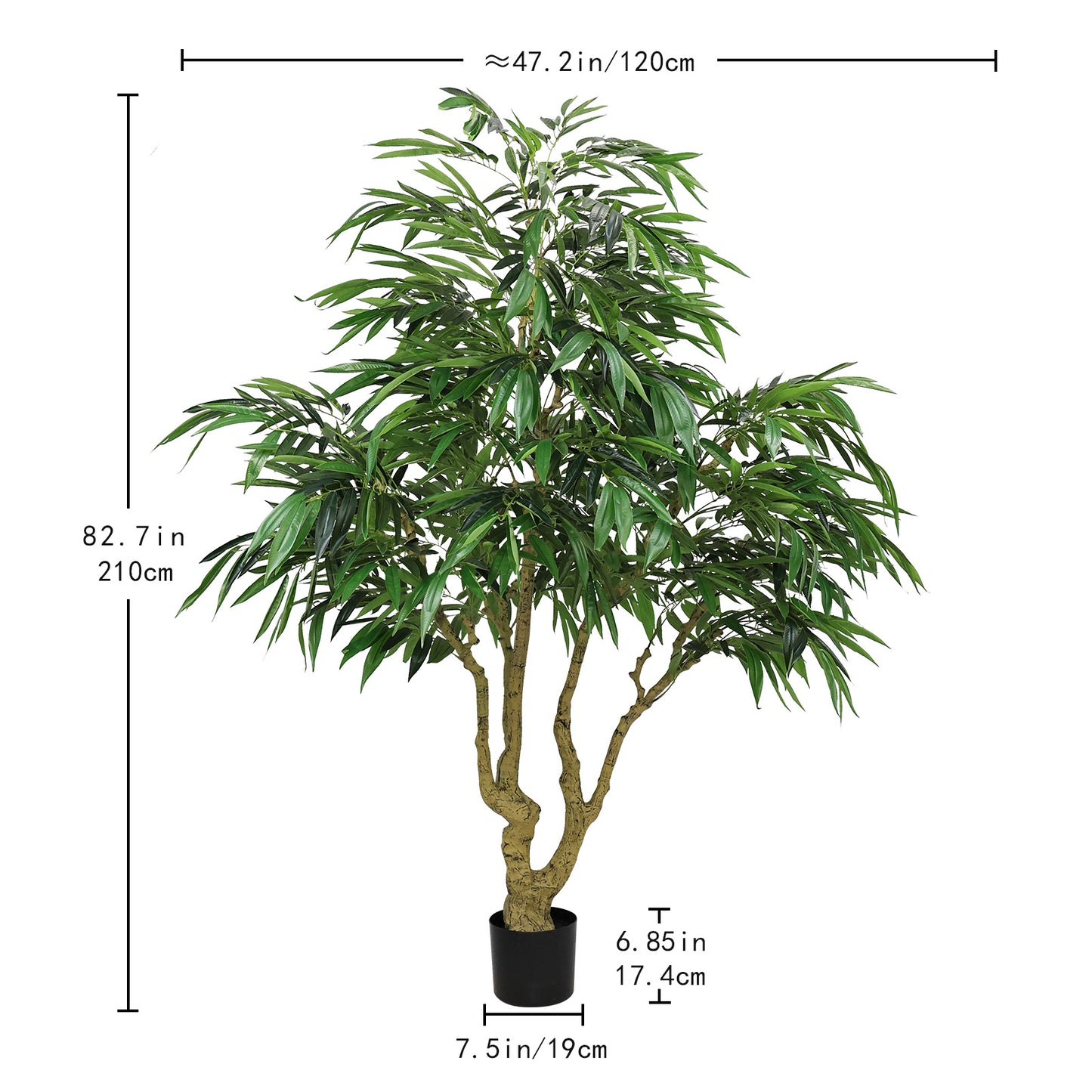 7FT Artificial Willow Tree - Green Faux Plant for Home & Office