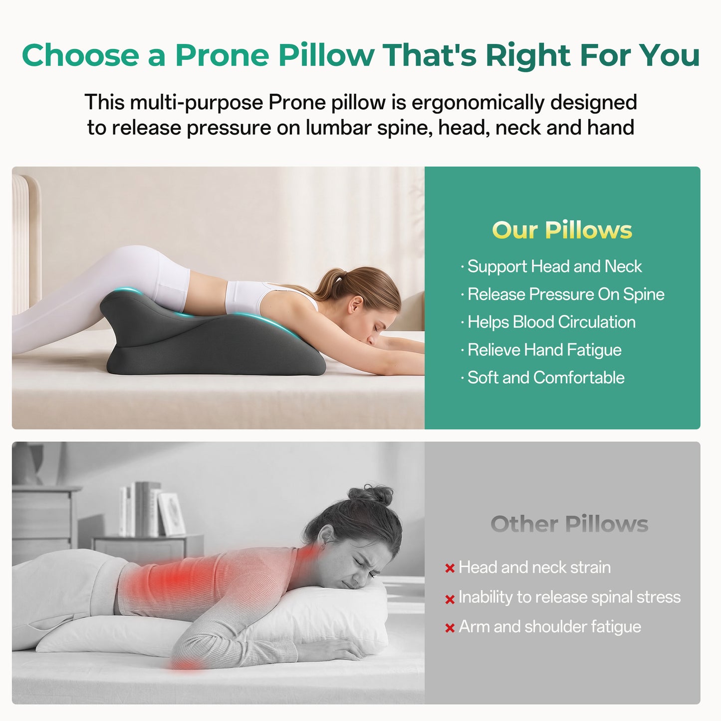Ergonomic Memory Foam Wedge Pillow for Couples - Dark Grey