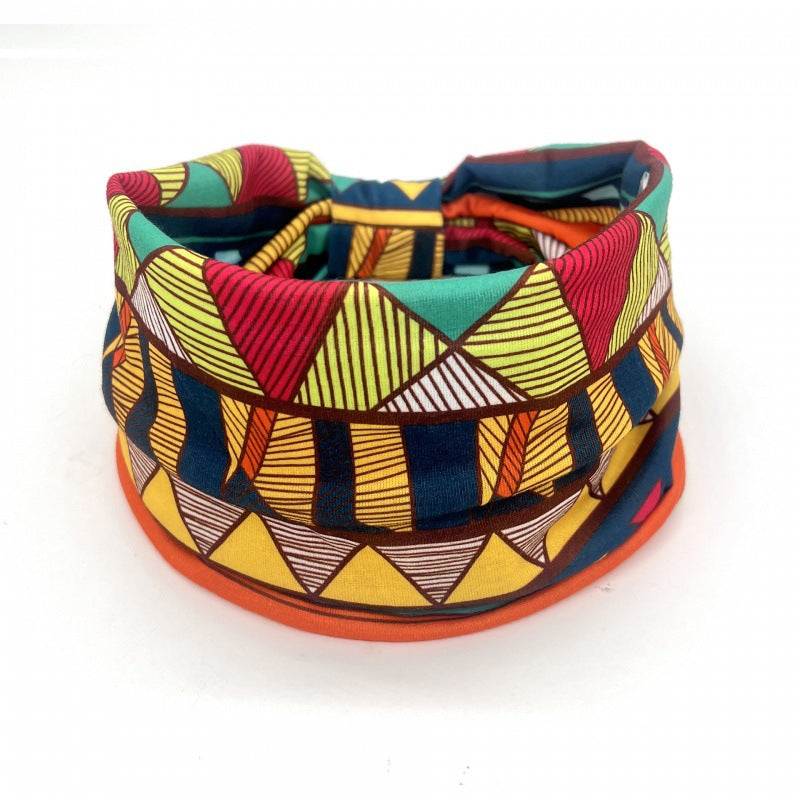 Wide-Brimmed Yoga & Cycling Headband with Printed Pattern - Bohemian Style