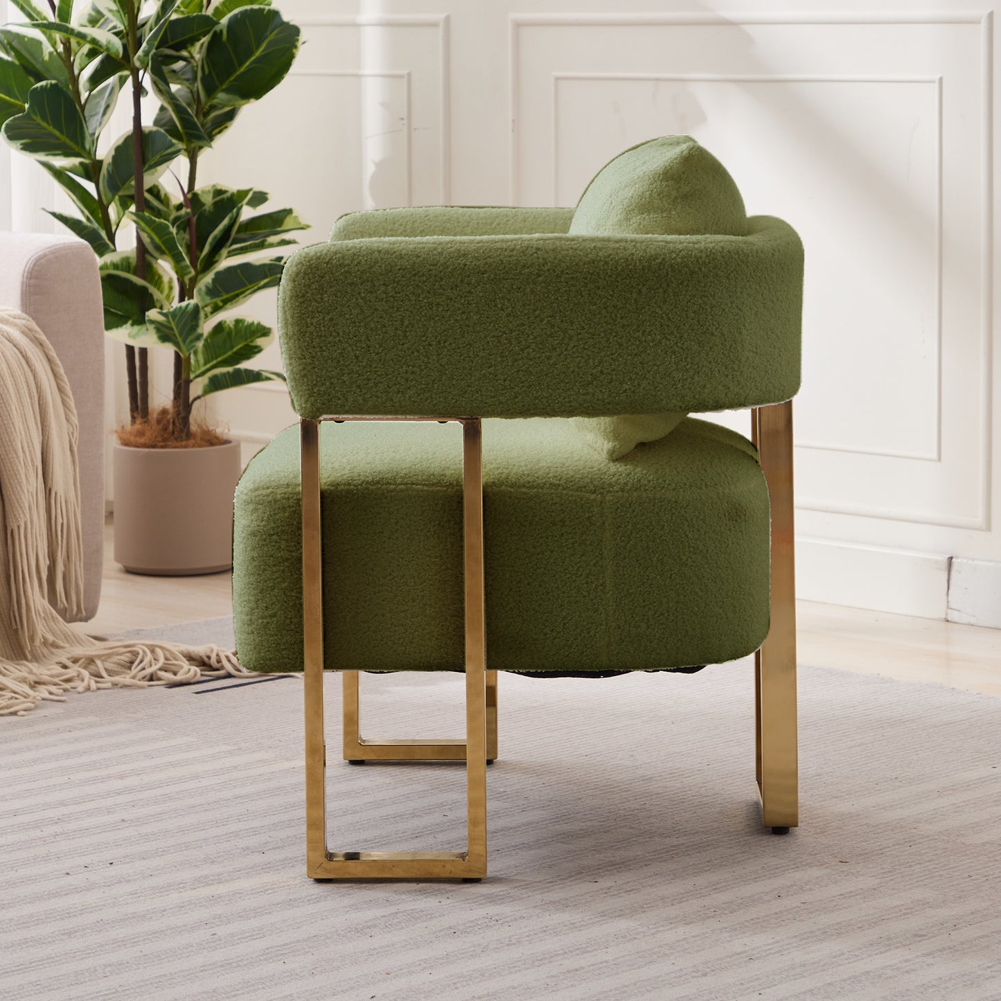 Modern Green Decorative Chair with Gold Metal Legs - Teddy Upholstered