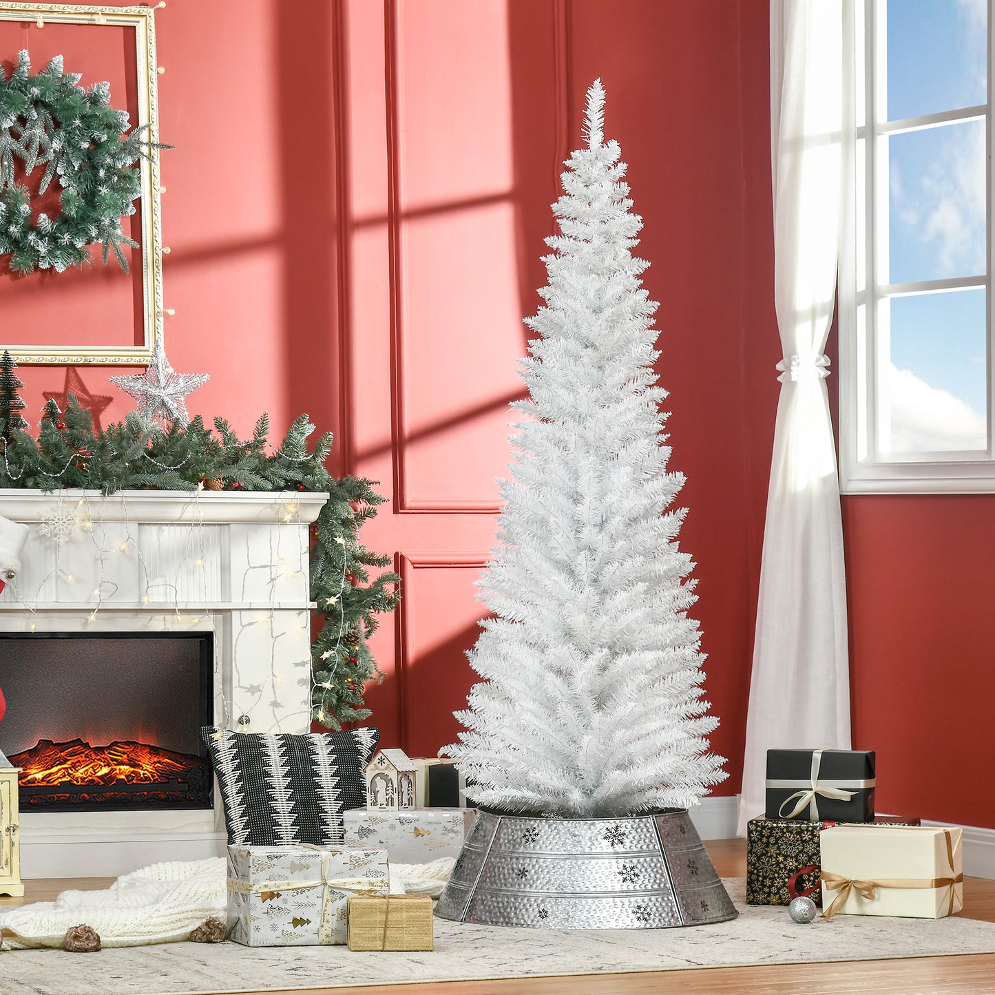6ft Slim White Artificial Christmas Tree with 390 Branch Tips