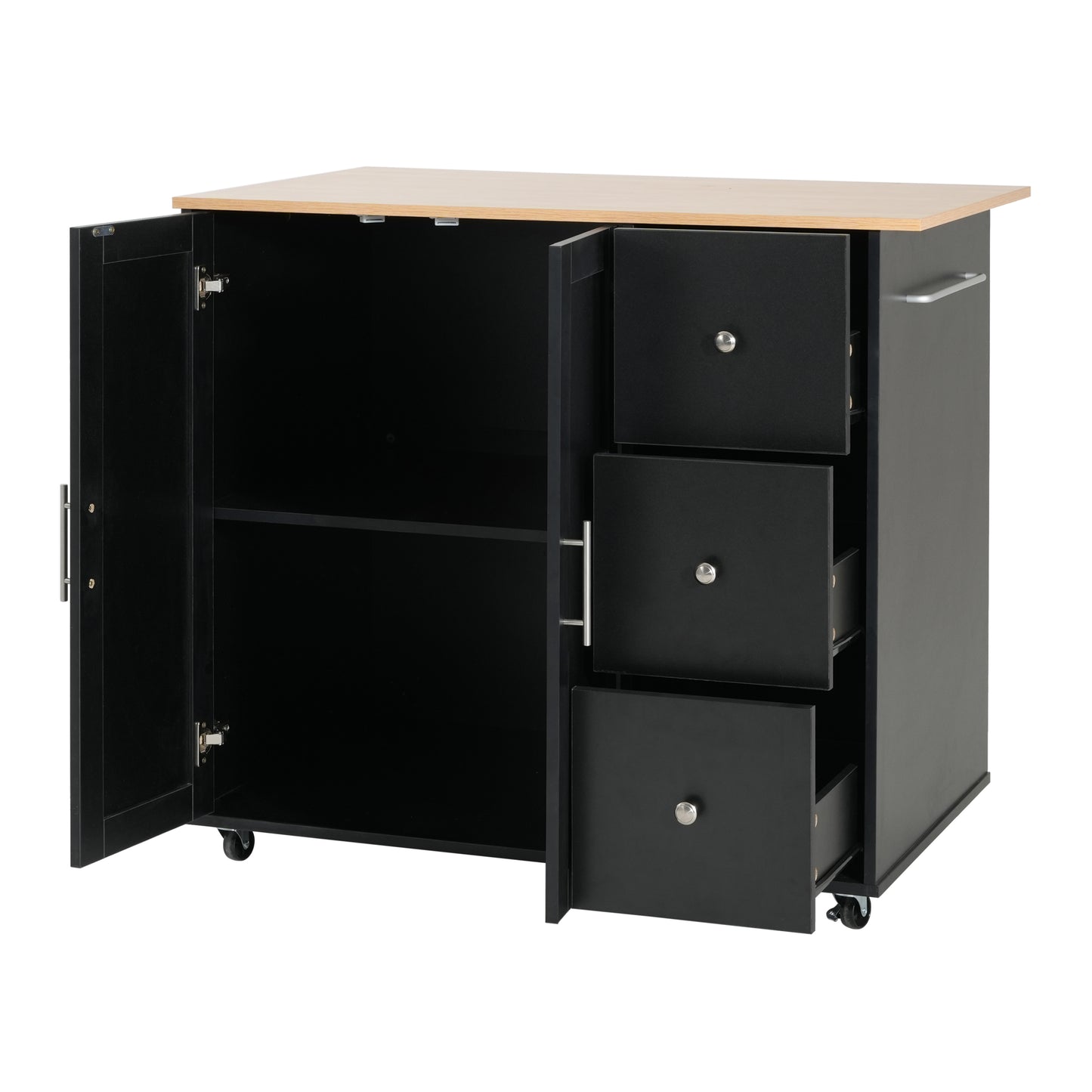 Mobile Kitchen Cart with Storage - Rolling Island, Black