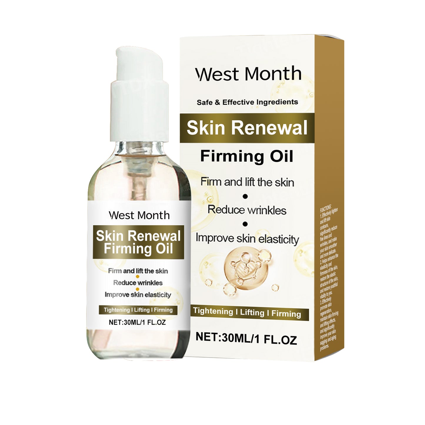 Firming Body Oil with Squalane & Vitamin E - Moisturizing Massage Oil 30ml