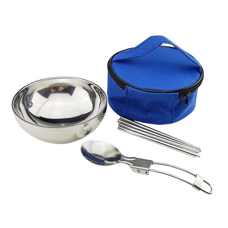 Portable Stainless Steel Folding Bowl Set for Outdoor Dining and Camping