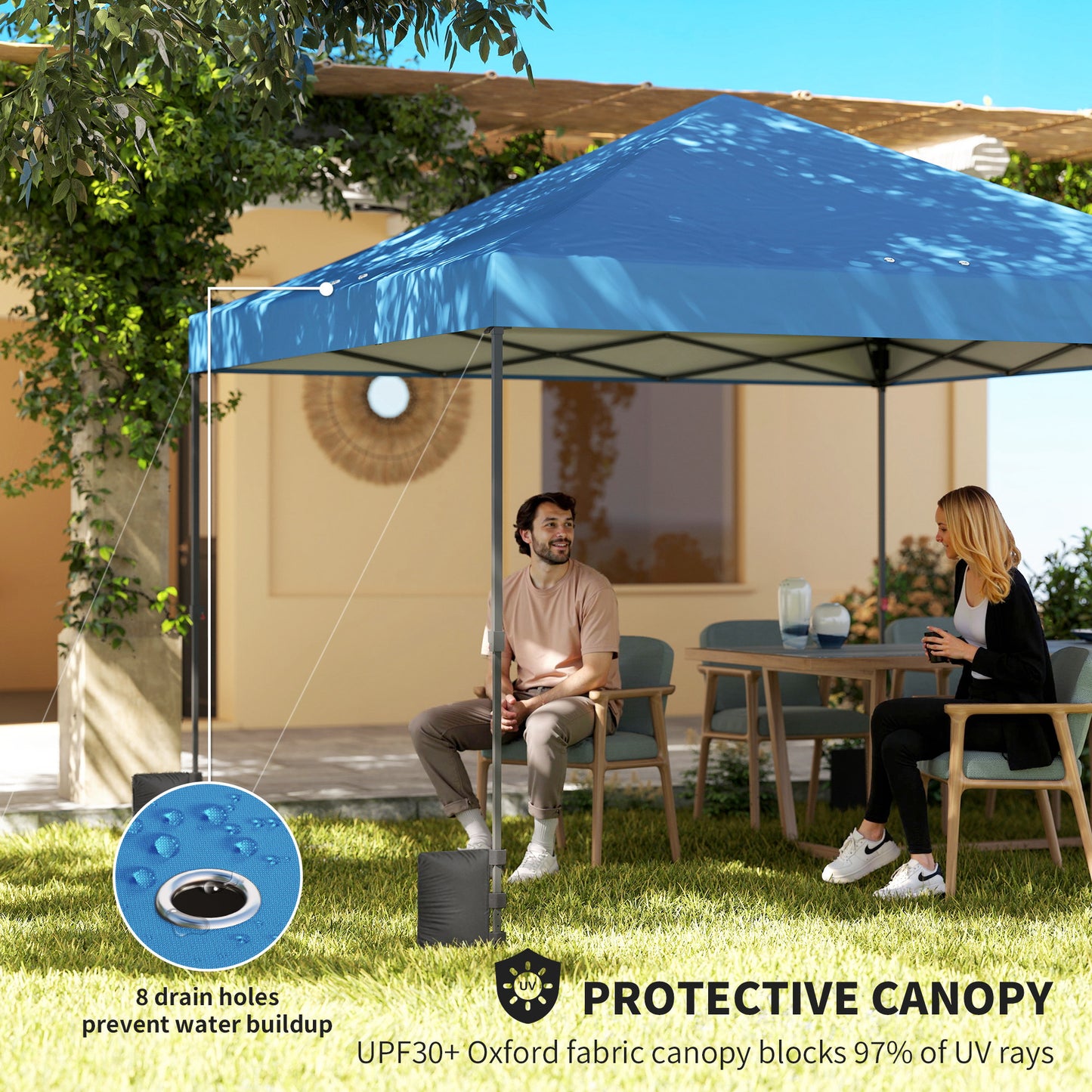 10x10 ft Portable Pop Up Canopy Tent with Roller Bag - Dark Blue