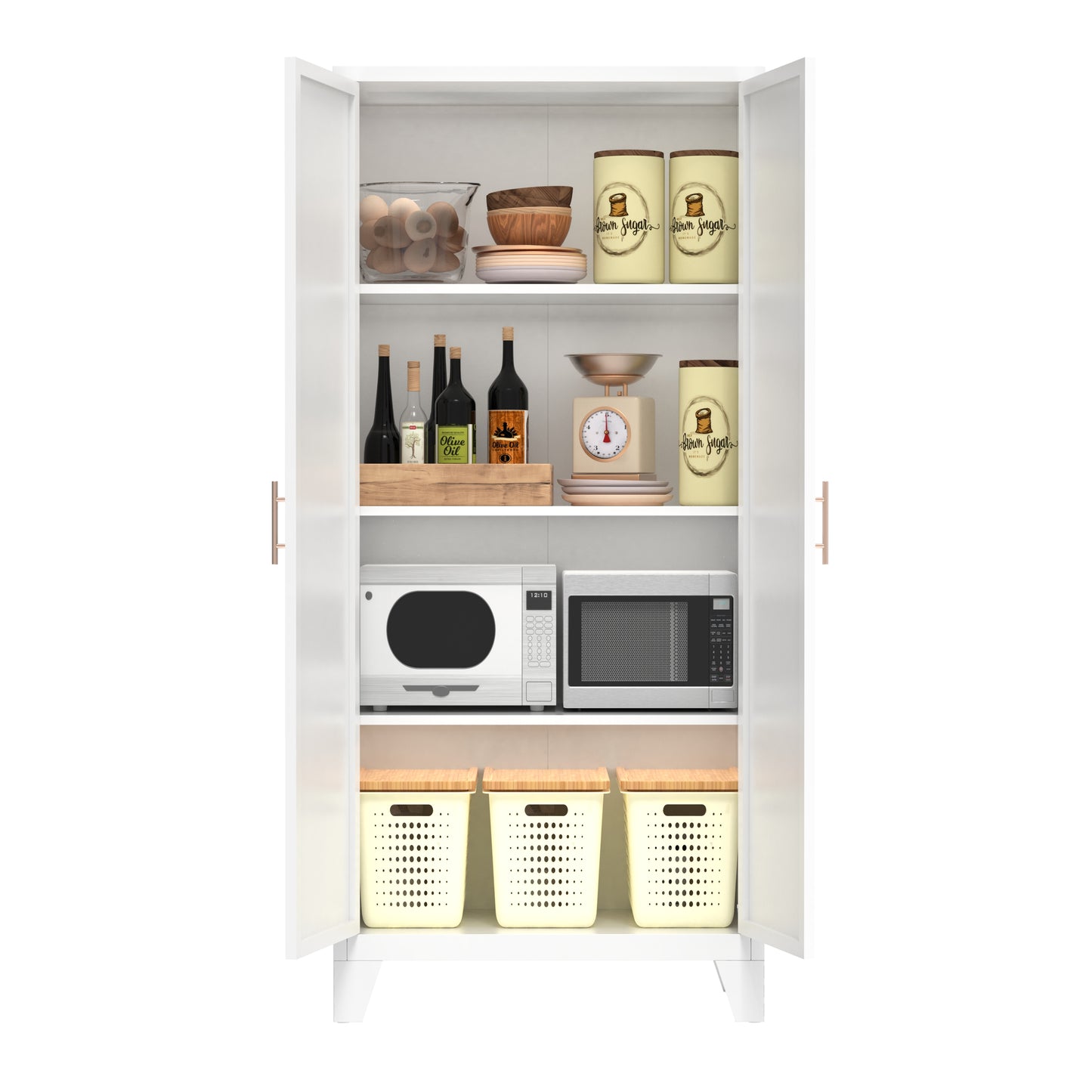 61'' Metal Storage Cabinet with Adjustable Shelves - White