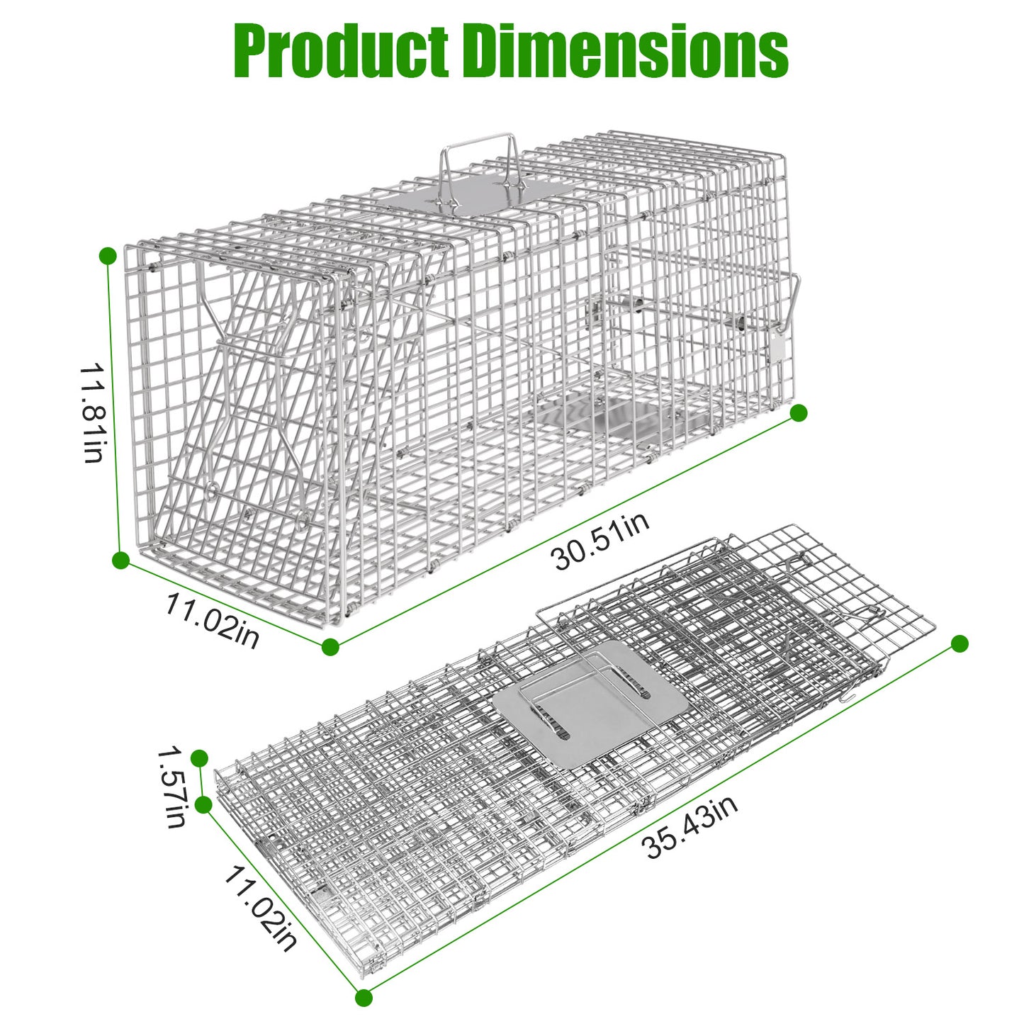 Humane Collapsible Cat Trap Cage with Waterproof Cover & Gloves