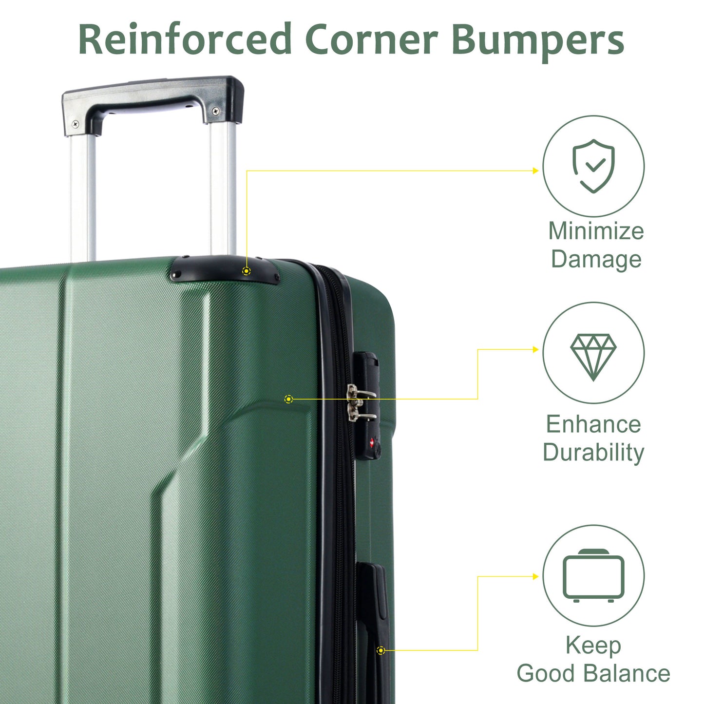 28-Inch Expandable Hardshell Luggage - Lightweight Green Suitcase