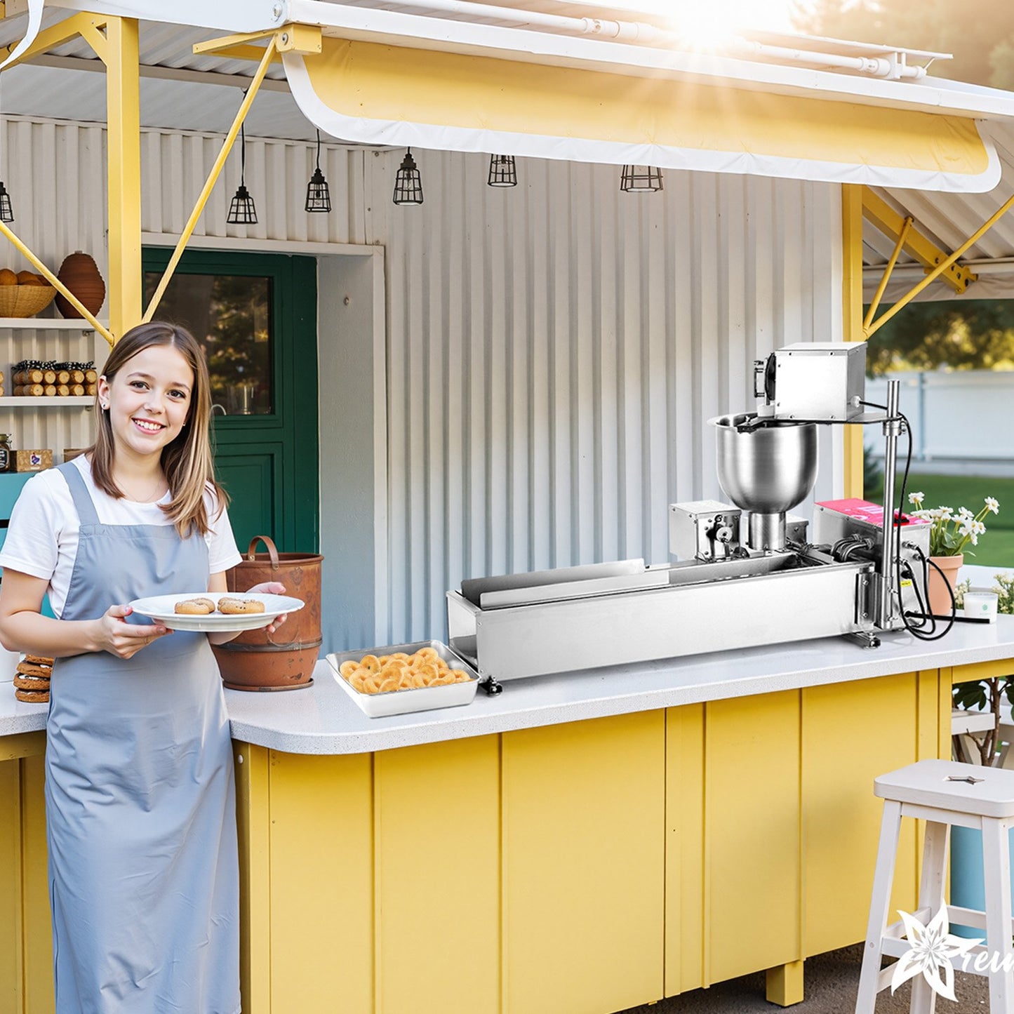 Commercial Automatic Donut Maker Machine - Single Row 90 PCS/hr, Silver