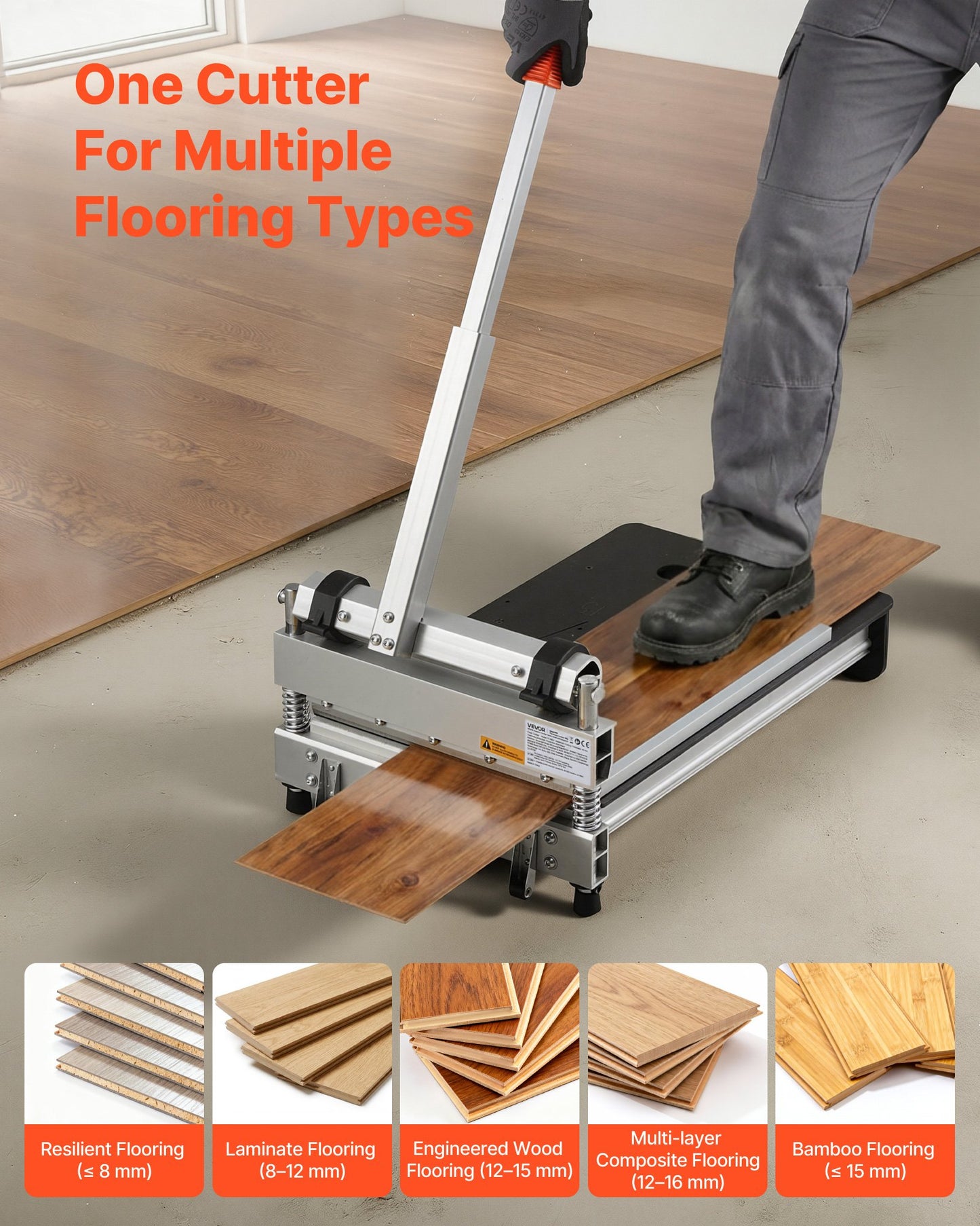Vinyl Floor Cutter 13 Inch Laminate & Engineered Wood Cutting Tool - Adjustable Angles