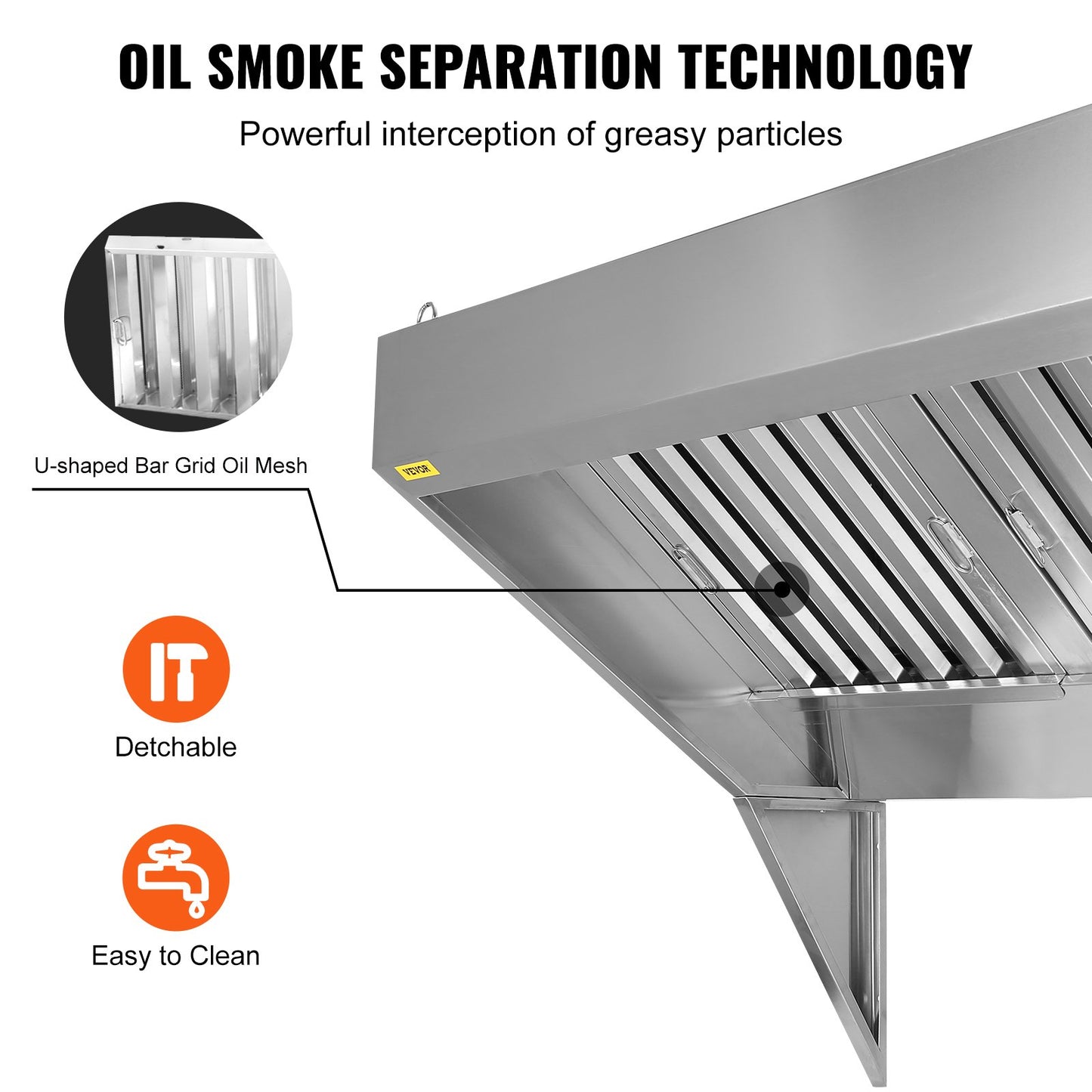 7FT Stainless Steel Exhaust Hood for Food Trucks & Kitchens