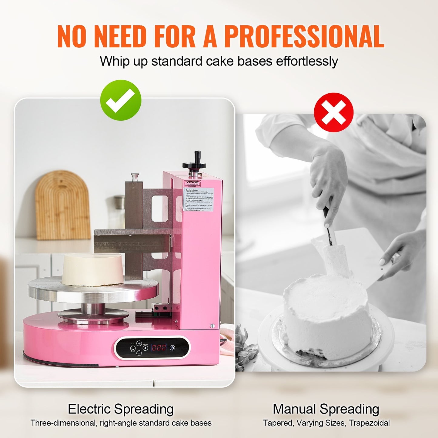 Cake Decorating Machine for 4-12 Inch Cakes - Pink, Adjustable Speed & Turntable
