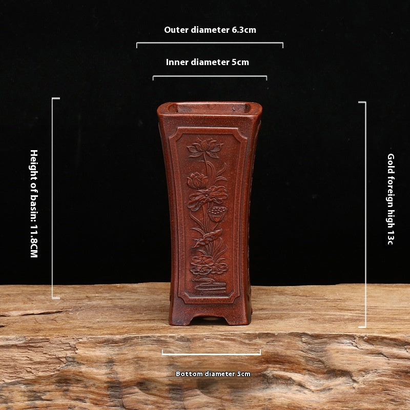 Purple Sand Flowerpot with Square Stick Design for Desktop Garden Home Decor