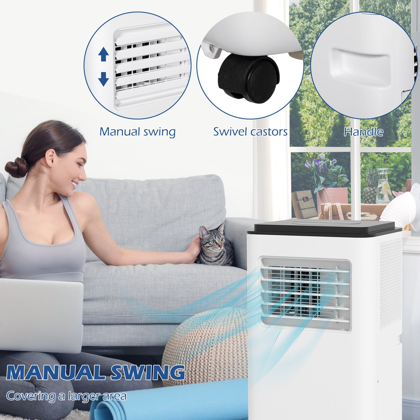 Portable 10,000 BTU Air Conditioner for 440 sq.ft. with Dehumidifier & Remote