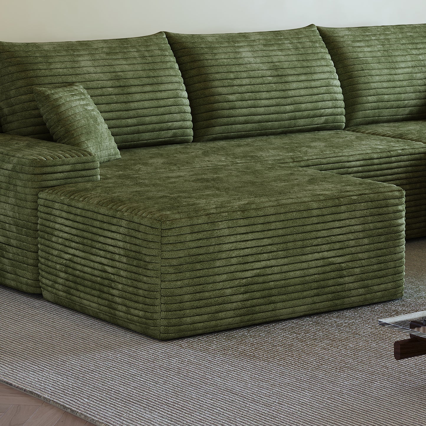 Green Fabric Ottoman - Y159 Model