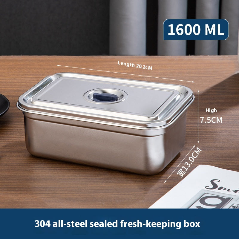 304 Stainless Steel Food Grade Lunch Box with Silicone Bottom - Multiple Sizes
