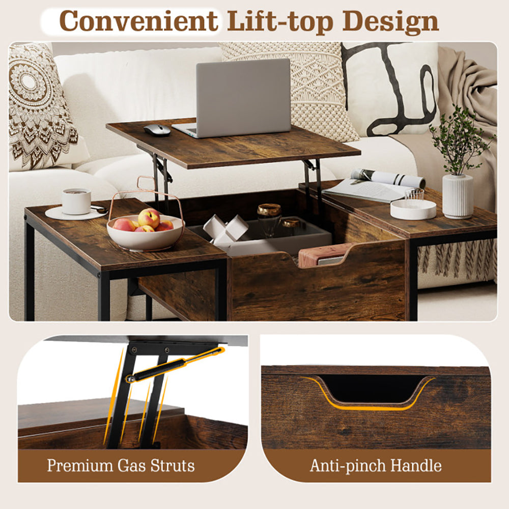 Lift Top Coffee Table Modern Center With Hidden Storage Compartment