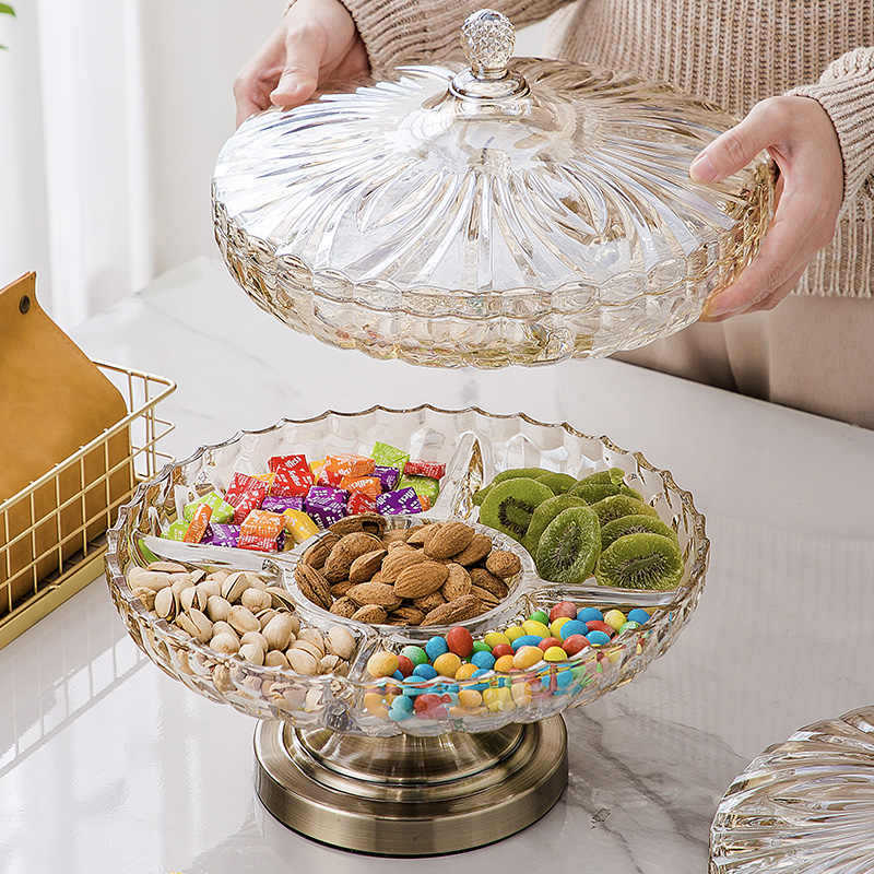 Elegant Crystal Glass Candy Dish - Vintage Tall Fruit Bowl