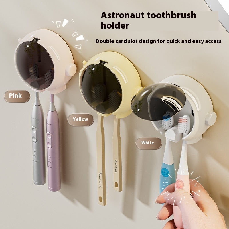 Bathroom Wall-Mounted Toothbrush Holder Punch-Free Space-Saving Storage