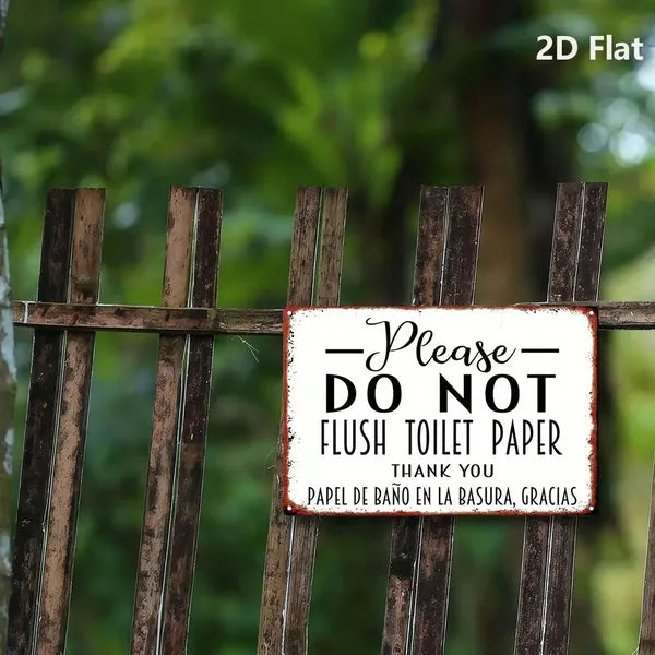 Vintage Bilingual Do Not Flush Metal Sign - 12x8 Inches