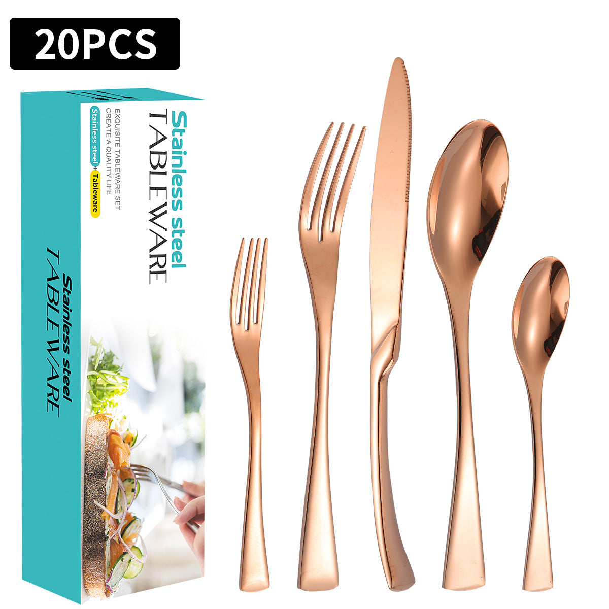 Stainless Steel 20-Piece Flatware Set for 4 People - Knife Fork Spoon