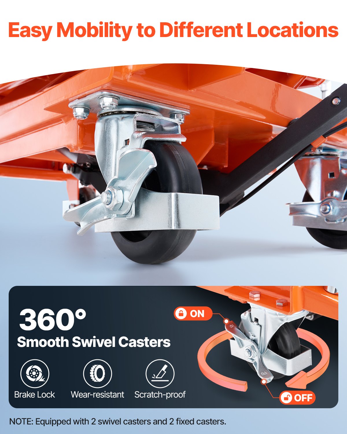 Hydraulic Lift Table 47.2 Inch Heavy-Duty Scissor Lift Cart 500 lbs Orange