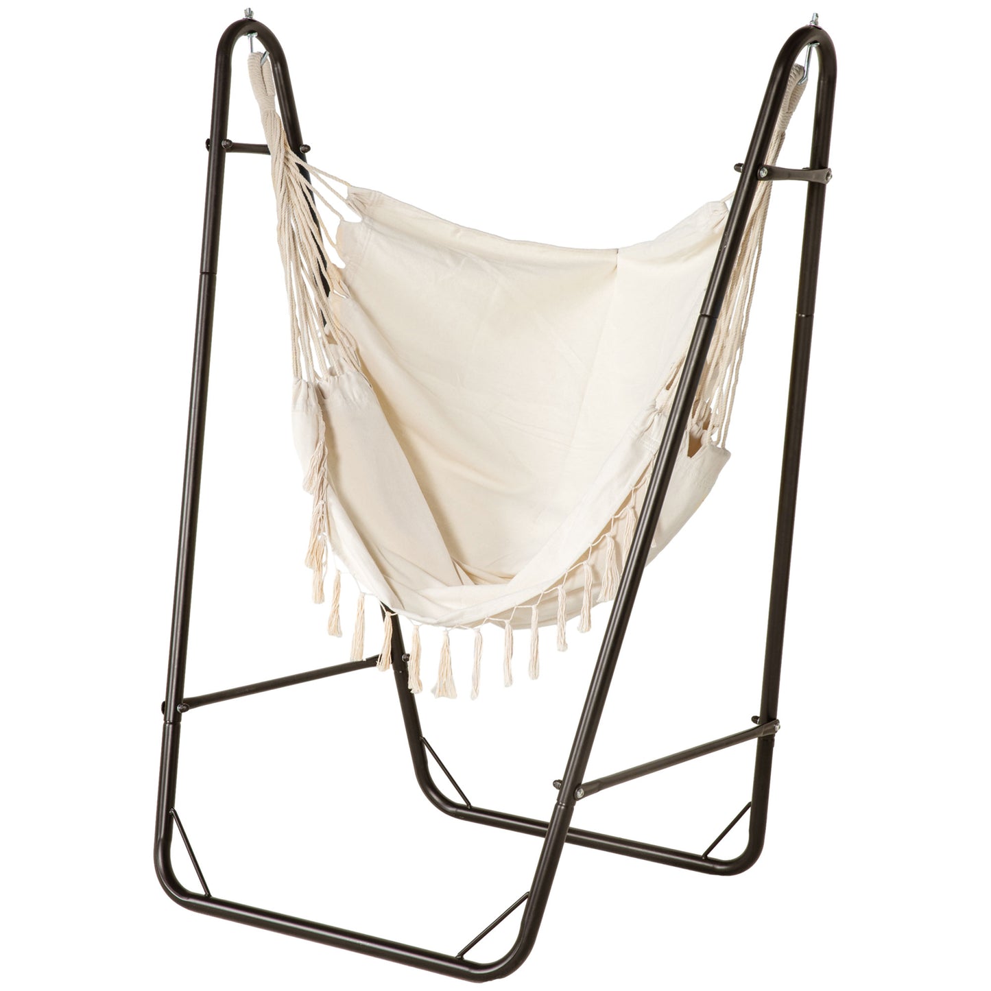Hammock Chair with U Shape Stand and Side Pocket - Cream White